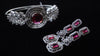 Silver-Plated Red Stone Bracelet & Earring Combo Set | Elegant Party Wear Jewellery for Women