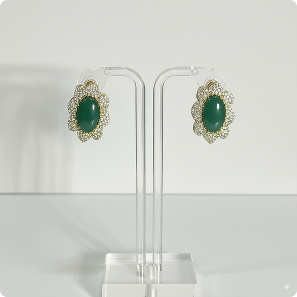 💚 Green Moissanite Floral Earrings – Luxury Statement Party Jewelry