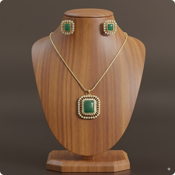 Emerald Green & Gold Regal Jewelry Set | Shop Dazzling Necklaces & Earrings