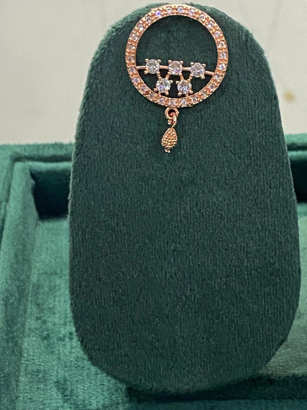 Rose Gold American Diamond Necklace Set – Elegant Circular Design with Earrings