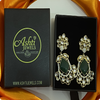 💚 Green Kundan Statement Earrings with White Stones – Designer Festive Jewelry