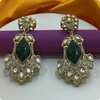 💚 Green Kundan Statement Earrings with White Stones – Designer Festive Jewelry