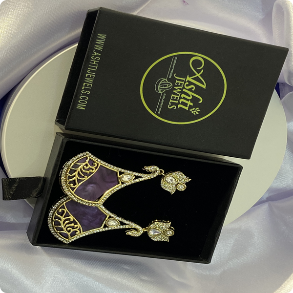 💜 Purple Designer Drop Earrings with Butterfly Top – Statement Fusion Jewelry