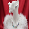 Multicolor CZ Stone Necklace Set – Silver Finish American Diamond Jewelry with Earrings