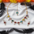 Multicolor Oval Stone Necklace Set – Kundan Style with Drop Beads