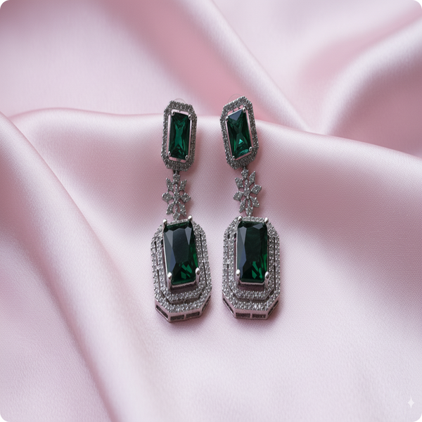 ✨ Moissanite High-Quality Green Earrings | Elegant Party & Daily Wear