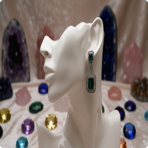 ✨ Moissanite High-Quality Green Earrings | Elegant Party & Daily Wear