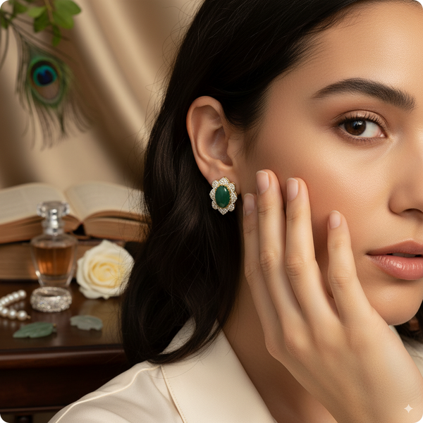 💚 Green Moissanite Floral Earrings – Luxury Statement Party Jewelry
