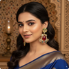 🌈 Multi-Color Kundan Statement Earrings with Red Center Stone – Festive Ethnic Jewelry