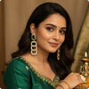 💚 Light Green Stone Chain-Link Dangler Earrings – Luxury Ethnic & Modern Jewelry