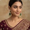 💚 Green Kundan Statement Earrings with White Stones – Designer Festive Jewelry