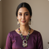 Moissanite Premium Necklace Set with Multicolor Beads & Pearl Drops – Bridal Designer Jewelry