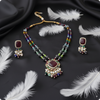Moissanite Premium Necklace Set with Multicolor Beads & Pearl Drops – Bridal Designer Jewelry