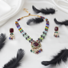 Moissanite Premium Necklace Set with Multicolor Beads & Pearl Drops – Bridal Designer Jewelry