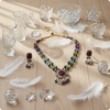 Moissanite Premium Necklace Set with Multicolor Beads & Pearl Drops – Bridal Designer Jewelry