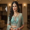 Silver-Tone Kundan Pendant Necklace Set with Green & Pink Beads | Bridal Statement Jewelry by Ashti Jewels