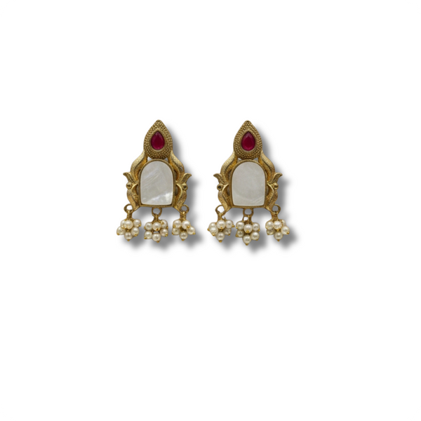 Gold Plated Earrings with Mother-of-Pearl & Pearl Drops