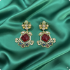 🌈 Multi-Color Kundan Statement Earrings with Red Center Stone – Festive Ethnic Jewelry