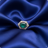 💍 Hexagon Emerald Green Cocktail Ring | ✨ Gold-Plated Statement Ring with Diamond Halo