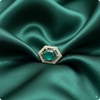 💍 Hexagon Emerald Green Cocktail Ring | ✨ Gold-Plated Statement Ring with Diamond Halo
