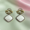 ✨ Brass White Stone Heritage Earrings – Antique Finish Ethnic Jewelry