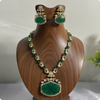 💎 Green Beaded Kundan Necklace Set with Earrings – Traditional Indian Jewelry