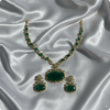 💎 Green Beaded Kundan Necklace Set with Earrings – Traditional Indian Jewelry