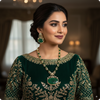 💎 Green Beaded Kundan Necklace Set with Earrings – Traditional Indian Jewelry