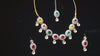 Multicolor Oval Stone Necklace Set – Kundan Style with Drop Beads