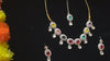 Multicolor Oval Stone Necklace Set – Kundan Style with Drop Beads