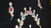 Multicolor Oval Stone Necklace Set – Kundan Style with Drop Beads