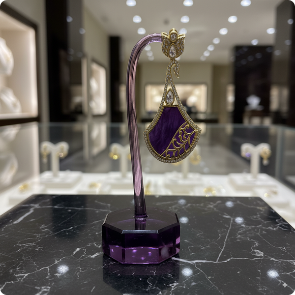 💜 Purple Designer Drop Earrings with Butterfly Top – Statement Fusion Jewelry