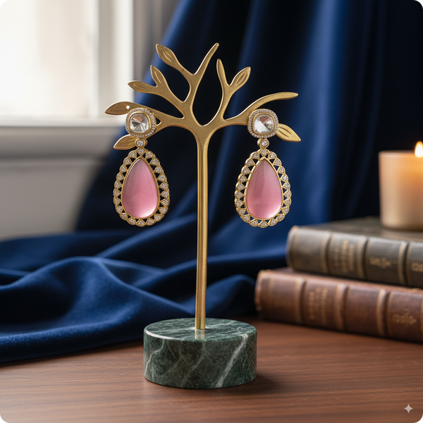 🌸 Pink Moissanite Drop Earrings – Luxury Party & Wedding Jewelry