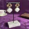 ✨ Brass White Stone Heritage Earrings – Antique Finish Ethnic Jewelry