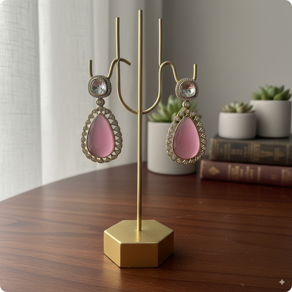 🌸 Pink Moissanite Drop Earrings – Luxury Party & Wedding Jewelry